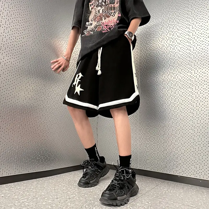 Men's Black Star Print Basketball Shorts Summer Wear - Image 4