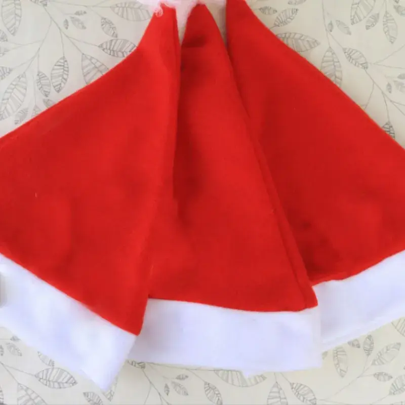 Red Christmas Hat with White Pom Pom Adult Children - Image 3