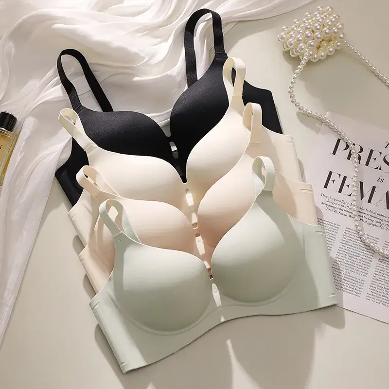 Black Seamless Half-Piece Bra for Women - Image 7