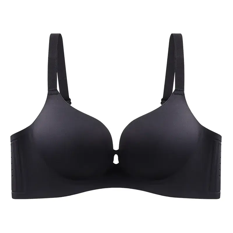 Black Seamless Half-Piece Bra for Women - Image 3
