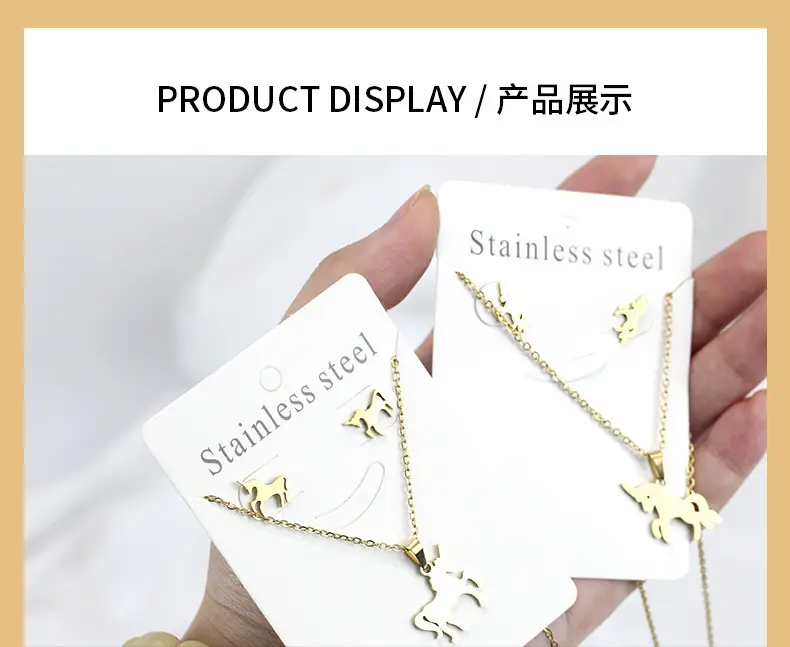 Stainless Steel Butterfly Jewelry Set Gold Earrings Necklace — feature 3