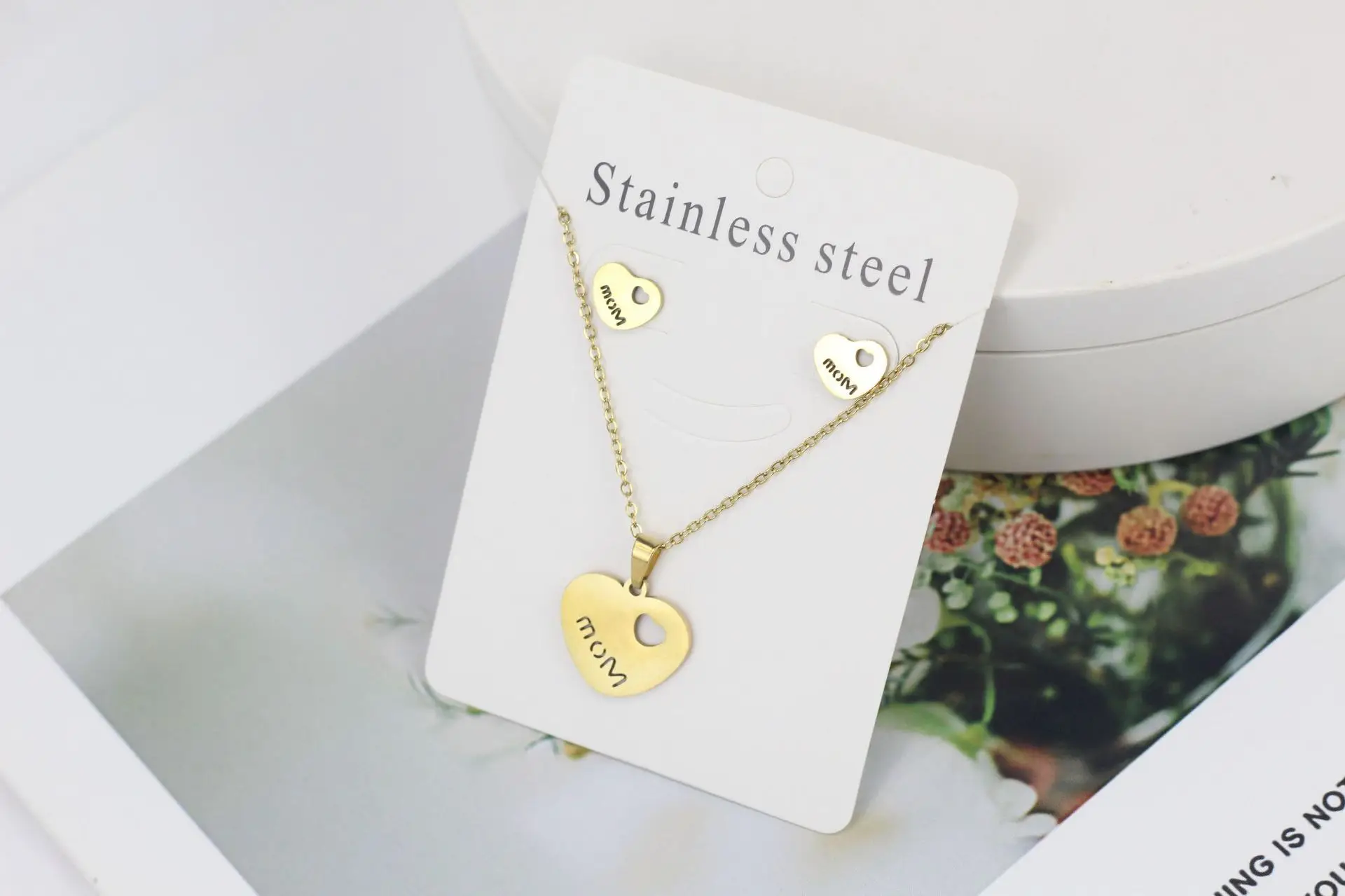 Stainless Steel Butterfly Jewelry Set Gold Earrings Necklace - Image 11