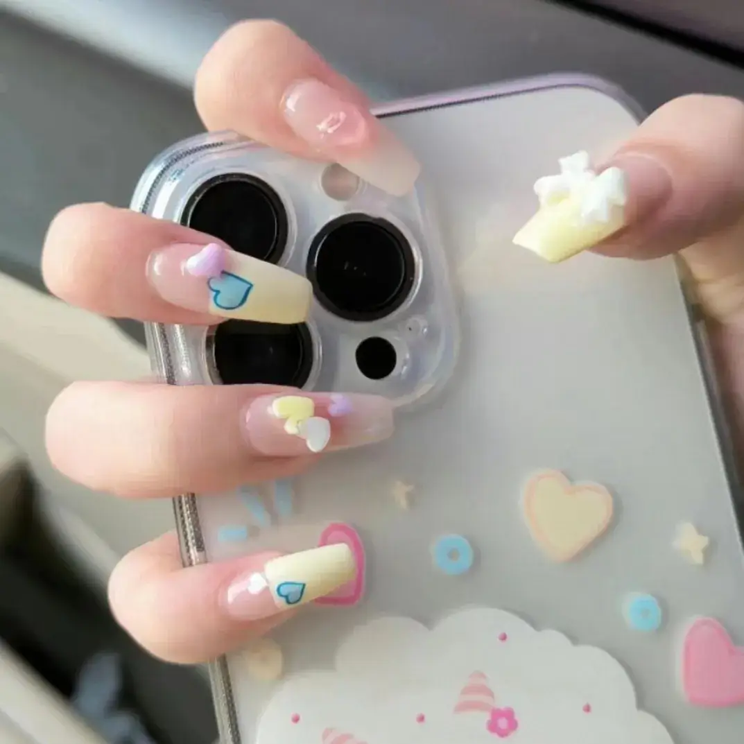 White Sweet Fake Nail Patch with Bow Design - Image 5