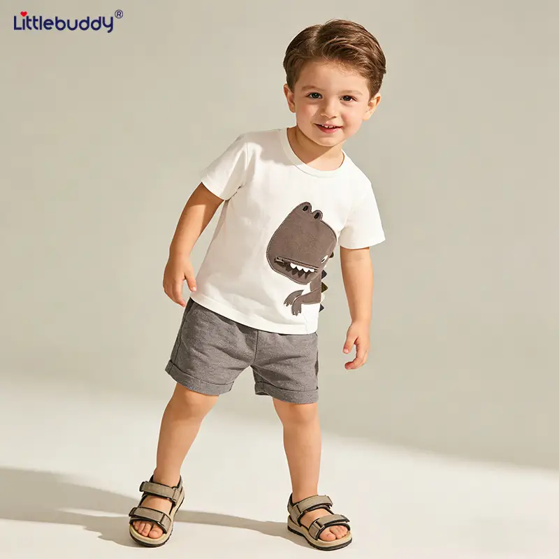 Littlebuddy Boys Cotton Dinosaur T-Shirt Shorts Set - Image 3