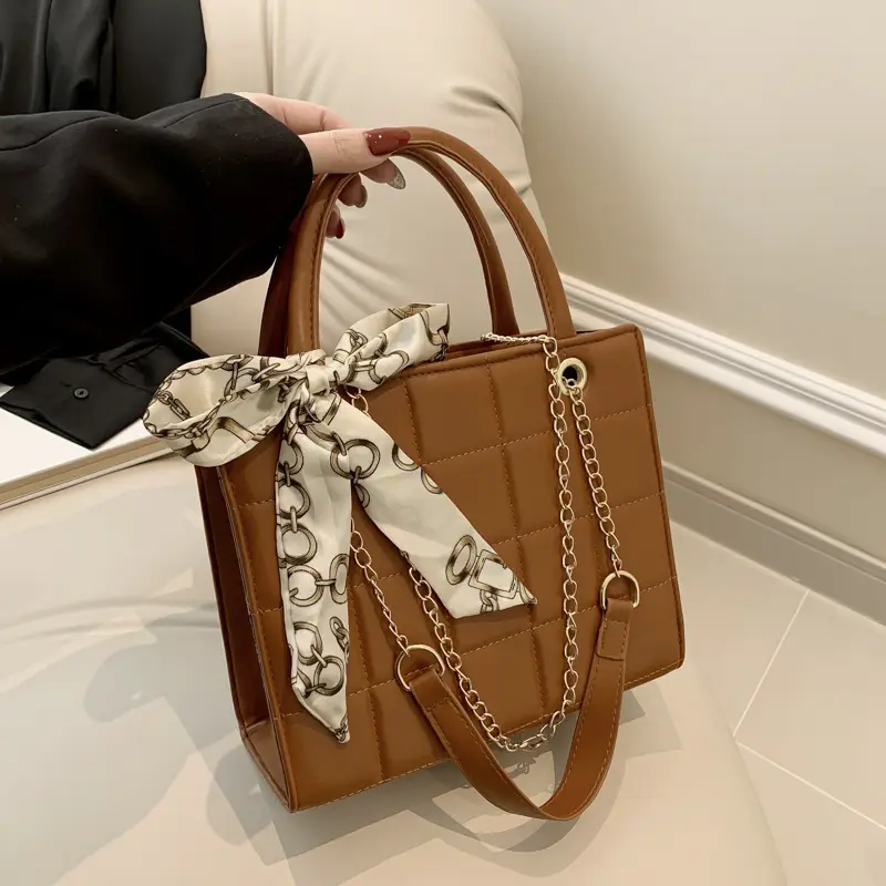 Elegant Scarf Bag Black Rhombic Shoulder Crossbody - Image 7
