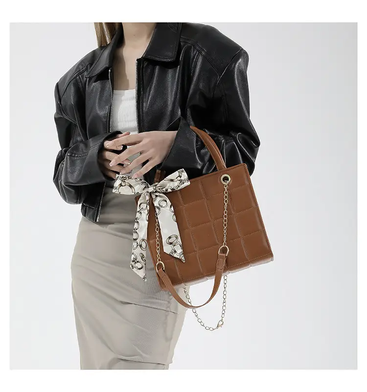 Elegant Scarf Bag Black Rhombic Shoulder Crossbody — feature 13