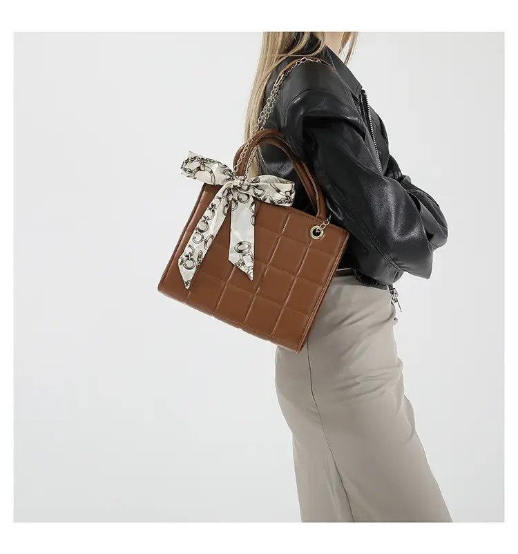 Elegant Scarf Bag Black Rhombic Shoulder Crossbody — feature 14
