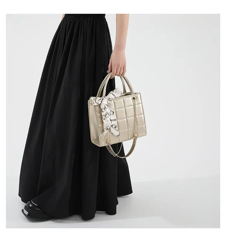 Elegant Scarf Bag Black Rhombic Shoulder Crossbody — feature 16
