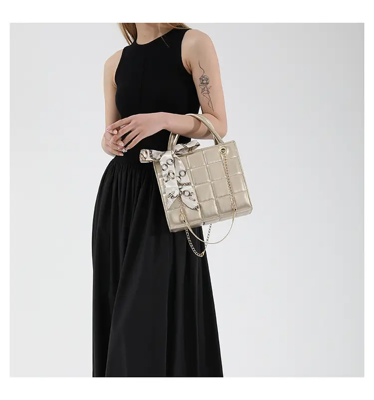 Elegant Scarf Bag Black Rhombic Shoulder Crossbody — feature 17