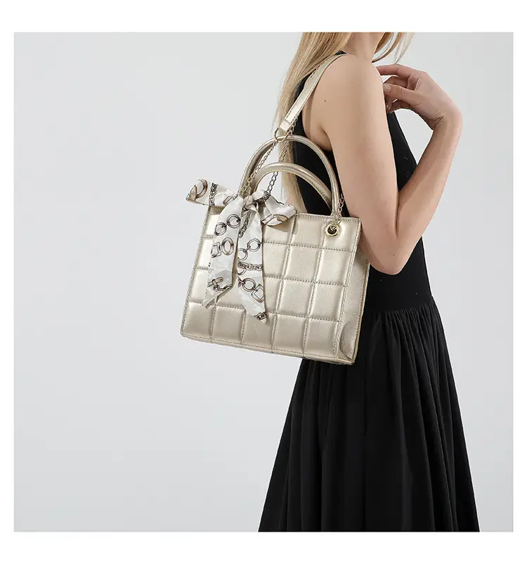 Elegant Scarf Bag Black Rhombic Shoulder Crossbody — feature 18