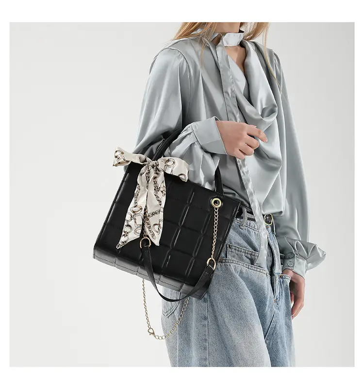 Elegant Scarf Bag Black Rhombic Shoulder Crossbody — feature 23