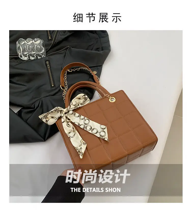 Elegant Scarf Bag Black Rhombic Shoulder Crossbody — feature 3
