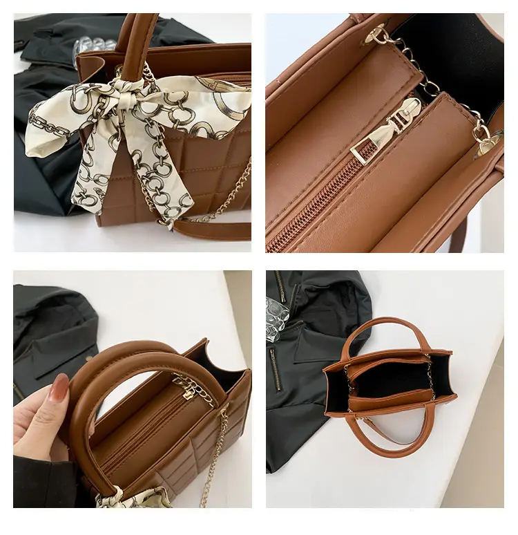 Elegant Scarf Bag Black Rhombic Shoulder Crossbody — feature 9