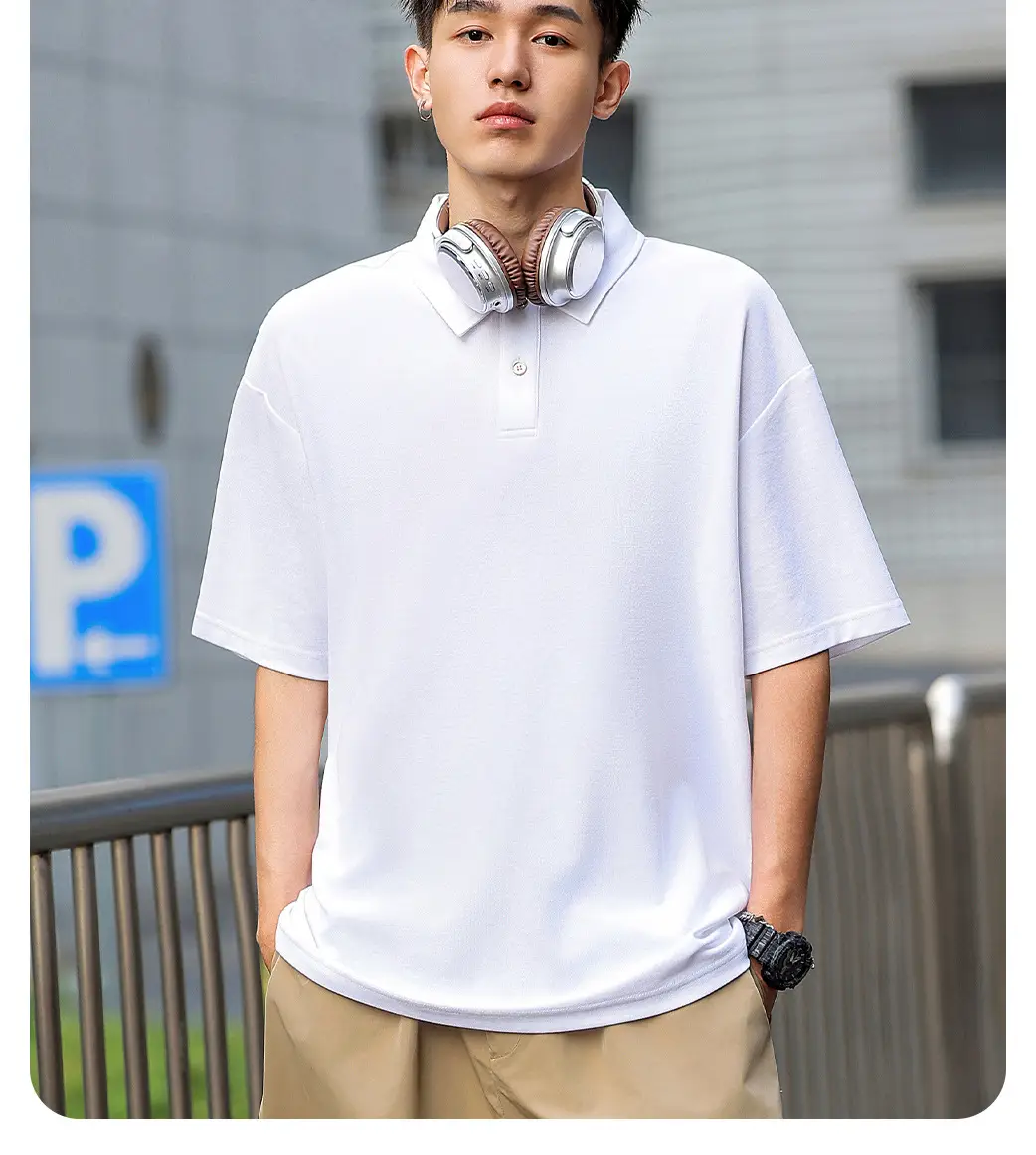 Men Cotton Polo Shirt Light Beige 32 Count Double Yarn — feature 16