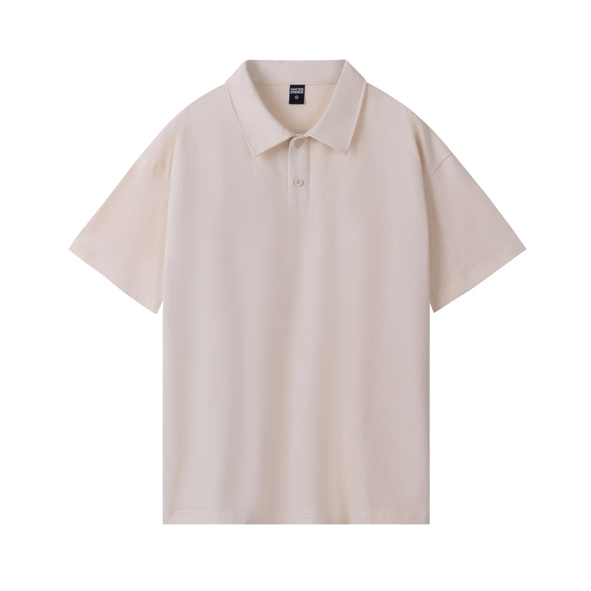 Men Cotton Polo Shirt Light Beige 32 Count Double Yarn - Image 3