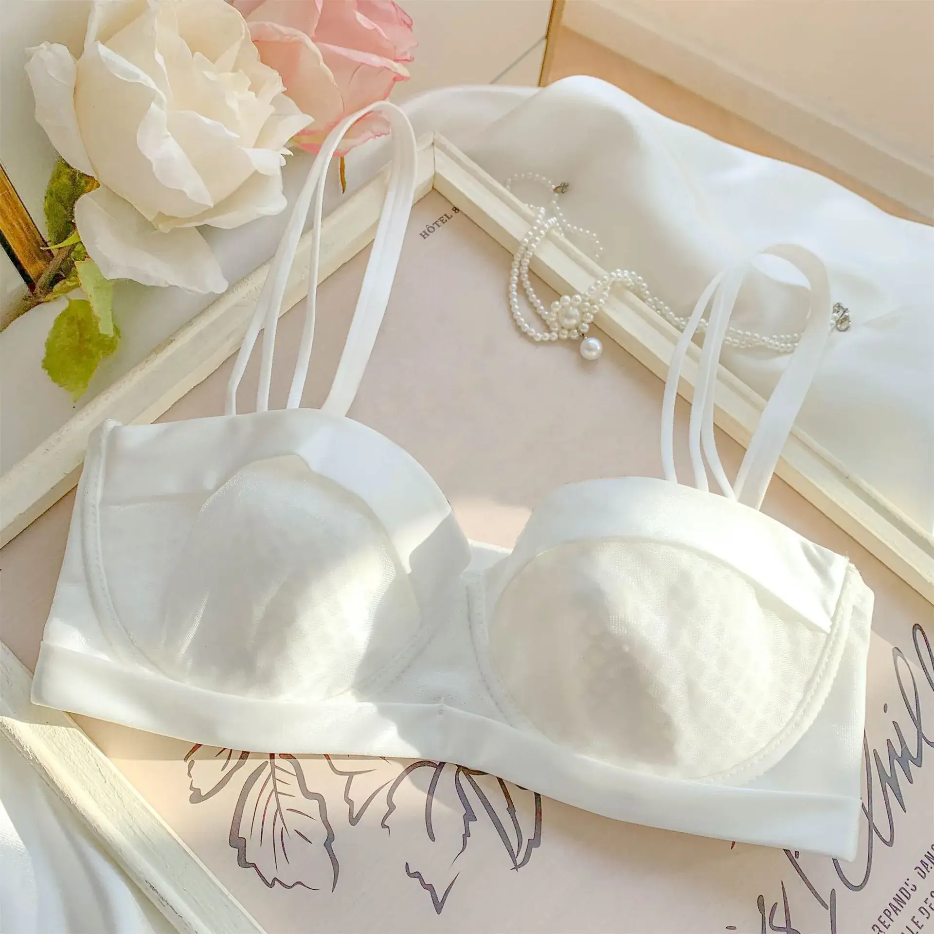 Women's White Anti-Sagging Bra with Steel Ring - Image 2
