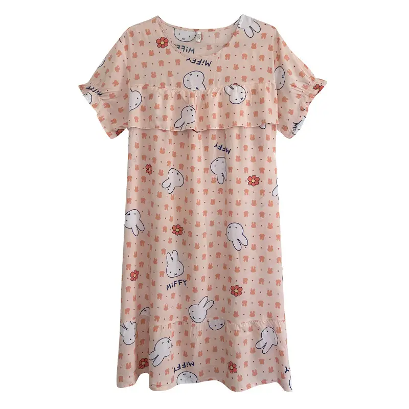 Cotton Silk Nightgown Summer Pajamas Large - Image 7
