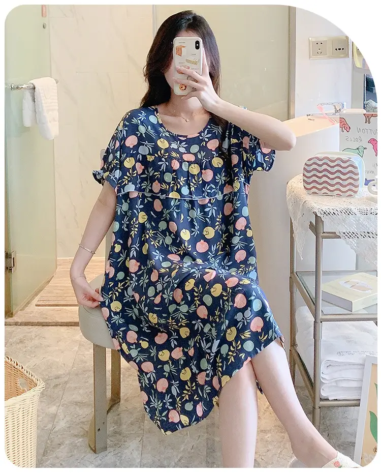 Cotton Silk Nightgown Summer Pajamas Large — feature 11