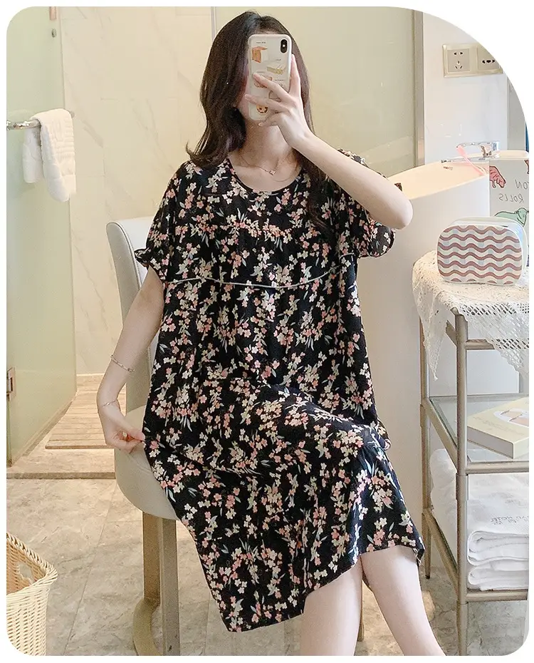 Cotton Silk Nightgown Summer Pajamas Large — feature 13