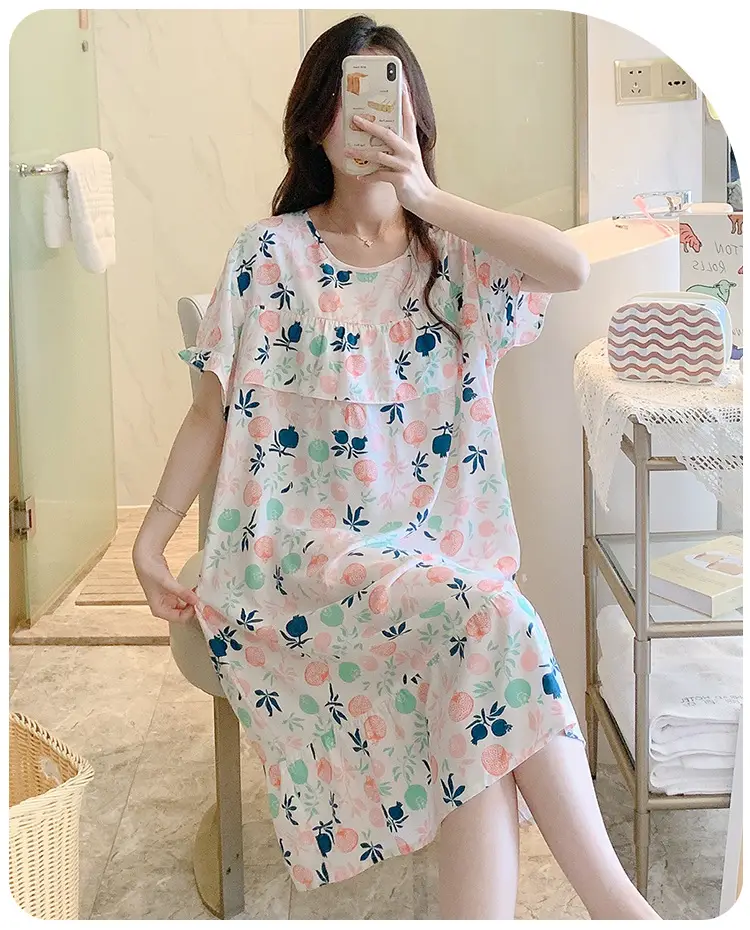 Cotton Silk Nightgown Summer Pajamas Large — feature 15