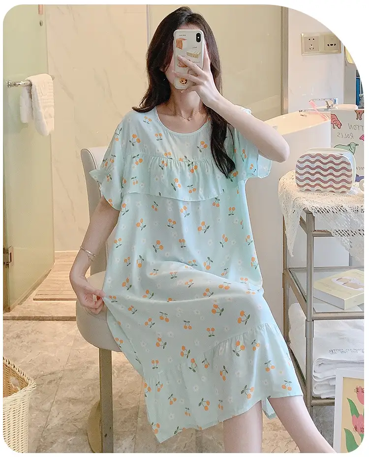 Cotton Silk Nightgown Summer Pajamas Large — feature 25