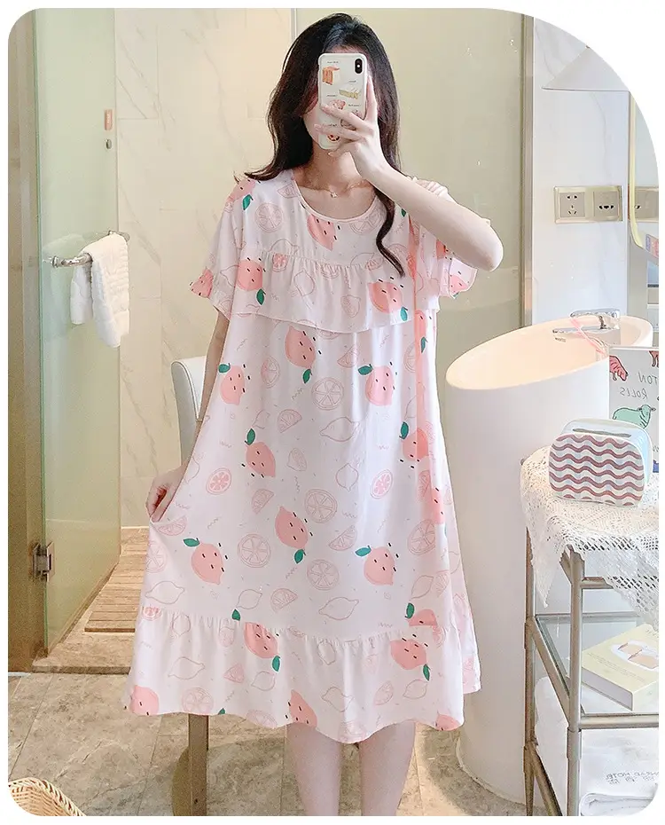 Cotton Silk Nightgown Summer Pajamas Large — feature 7