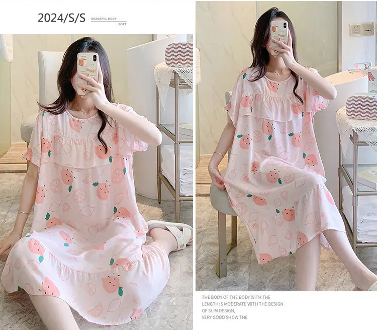 Cotton Silk Nightgown Summer Pajamas Large — feature 8