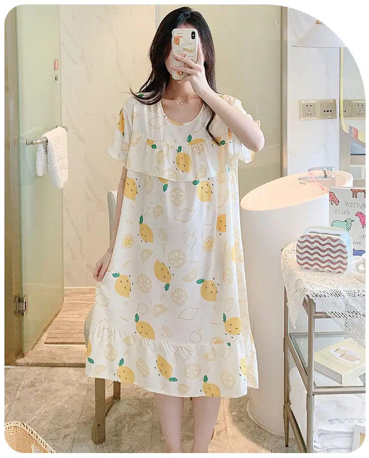 Cotton Silk Nightgown Summer Pajamas Large — feature 9