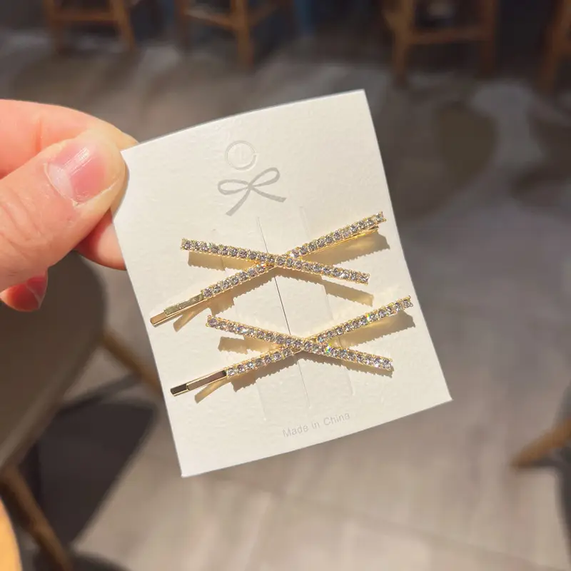 Simple X-Shaped Rhinestone Hair Clips for Girls — feature 10