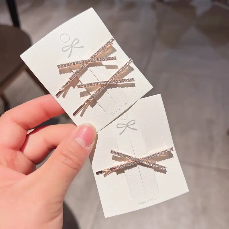Simple X-Shaped Rhinestone Hair Clips for Girls — feature 6