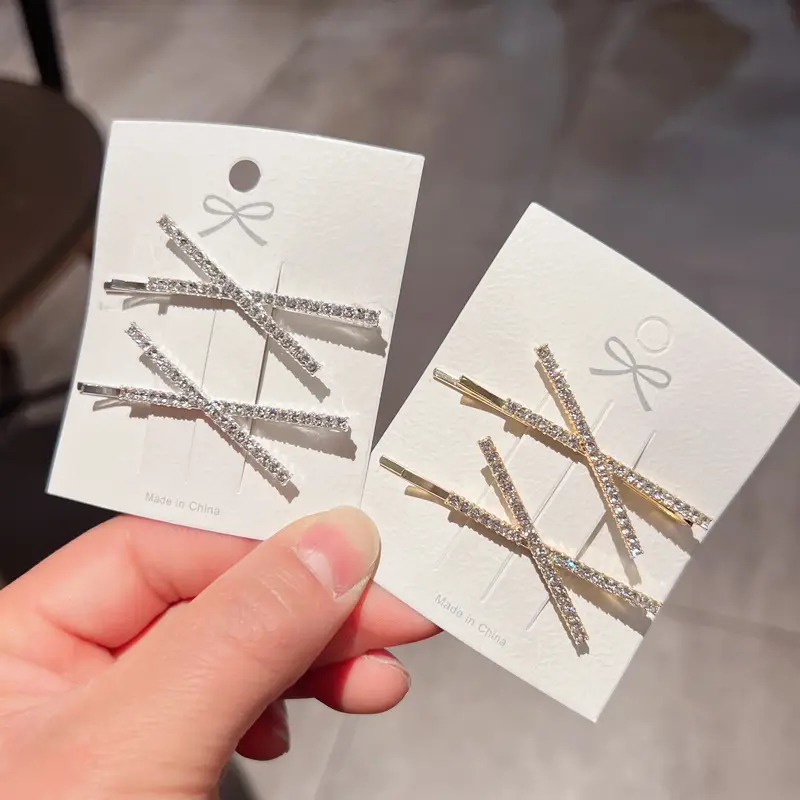 Simple X-Shaped Rhinestone Hair Clips for Girls — feature 7