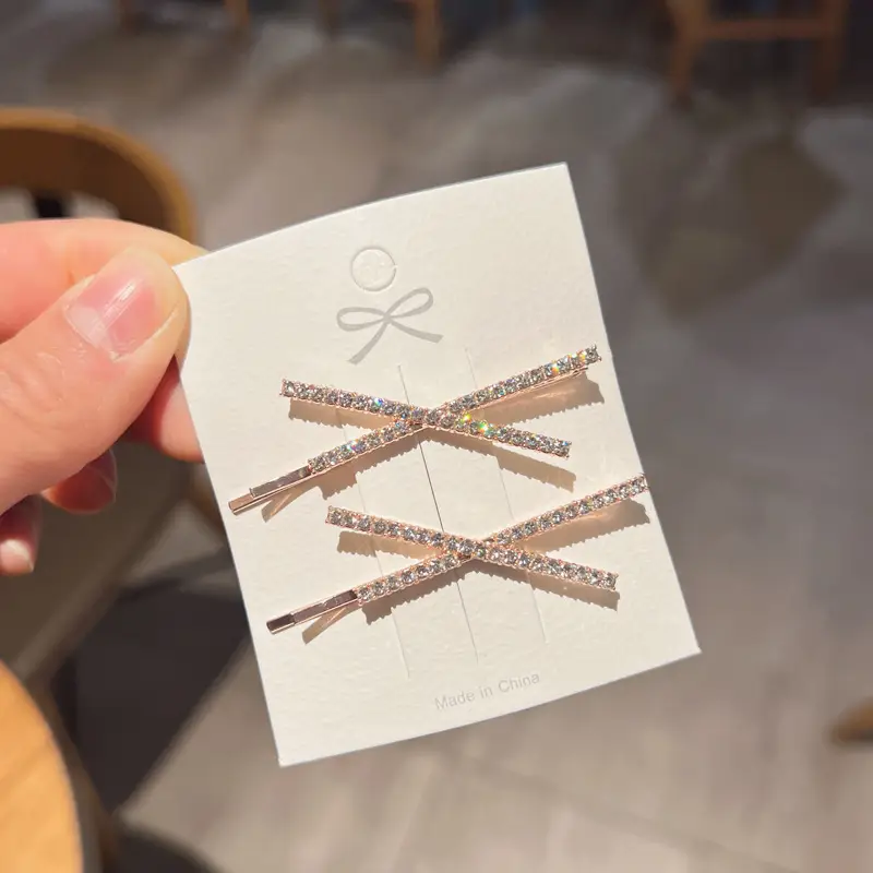 Simple X-Shaped Rhinestone Hair Clips for Girls — feature 8