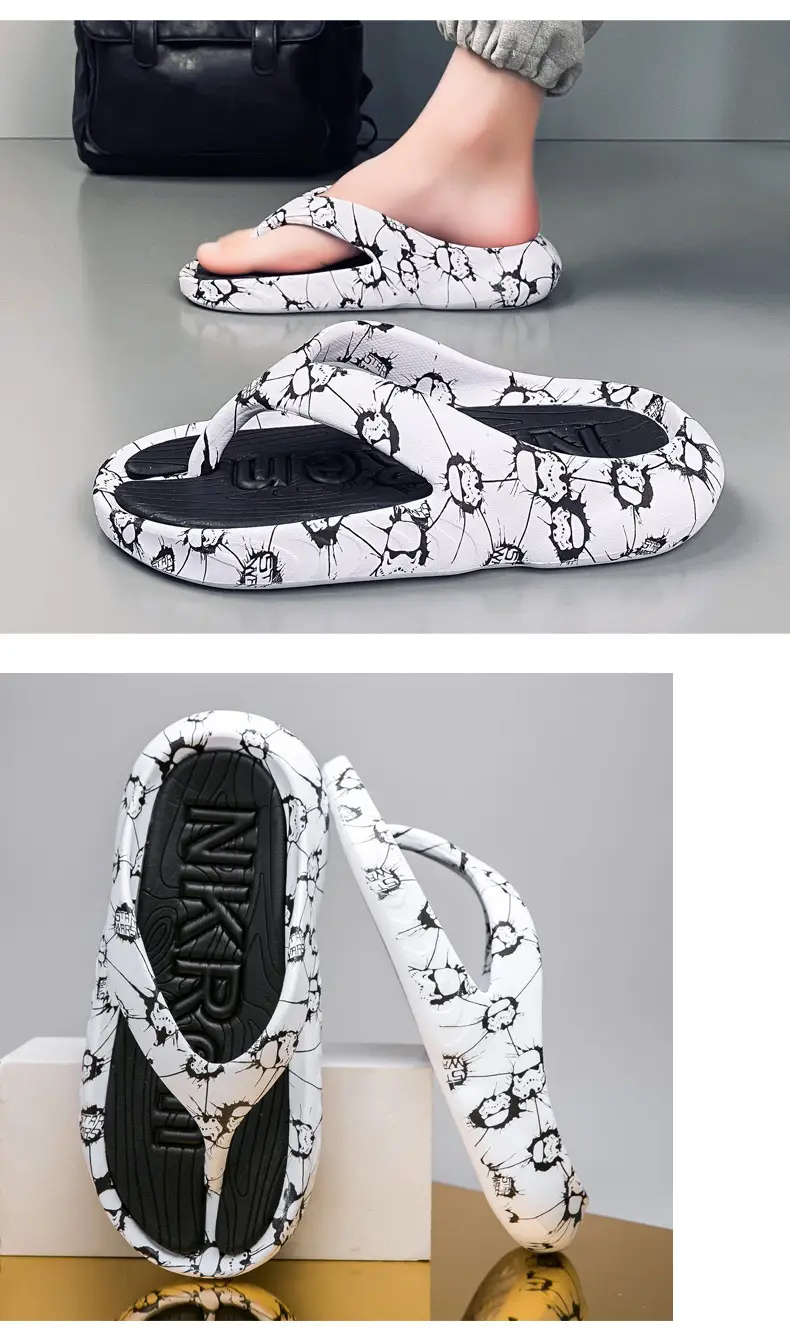 2024 Men's Black Printed Flip Flops Large — feature 10