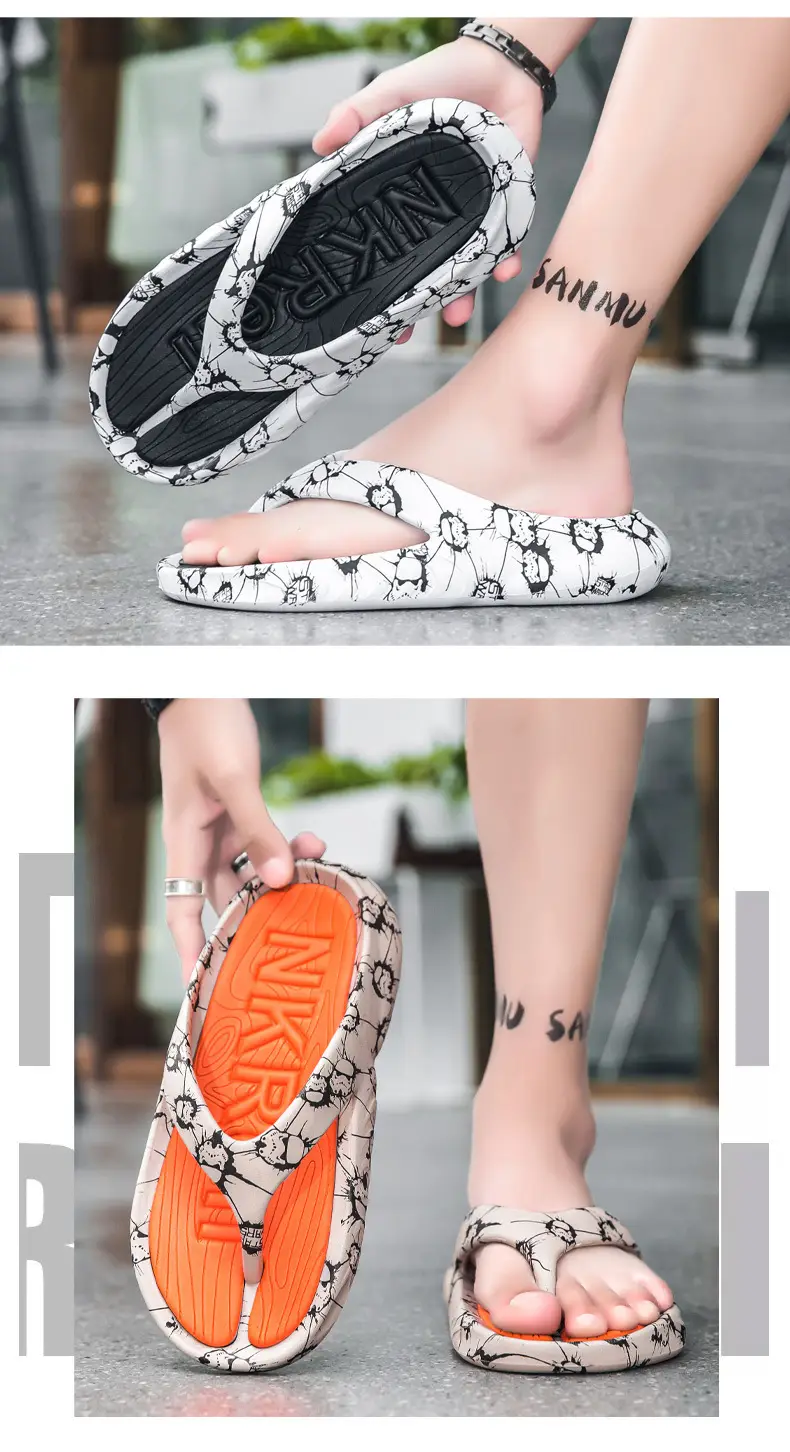 2024 Men's Black Printed Flip Flops Large — feature 11
