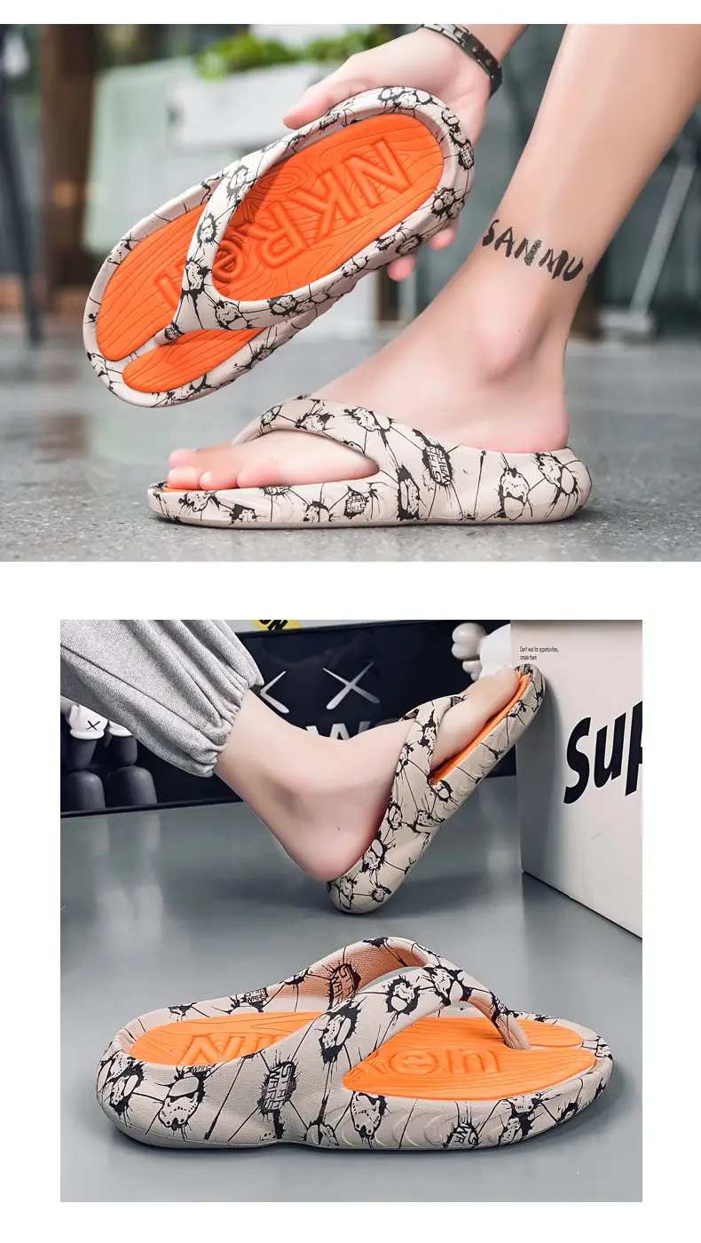 2024 Men's Black Printed Flip Flops Large — feature 13