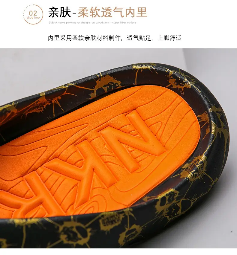 2024 Men's Black Printed Flip Flops Large — feature 4