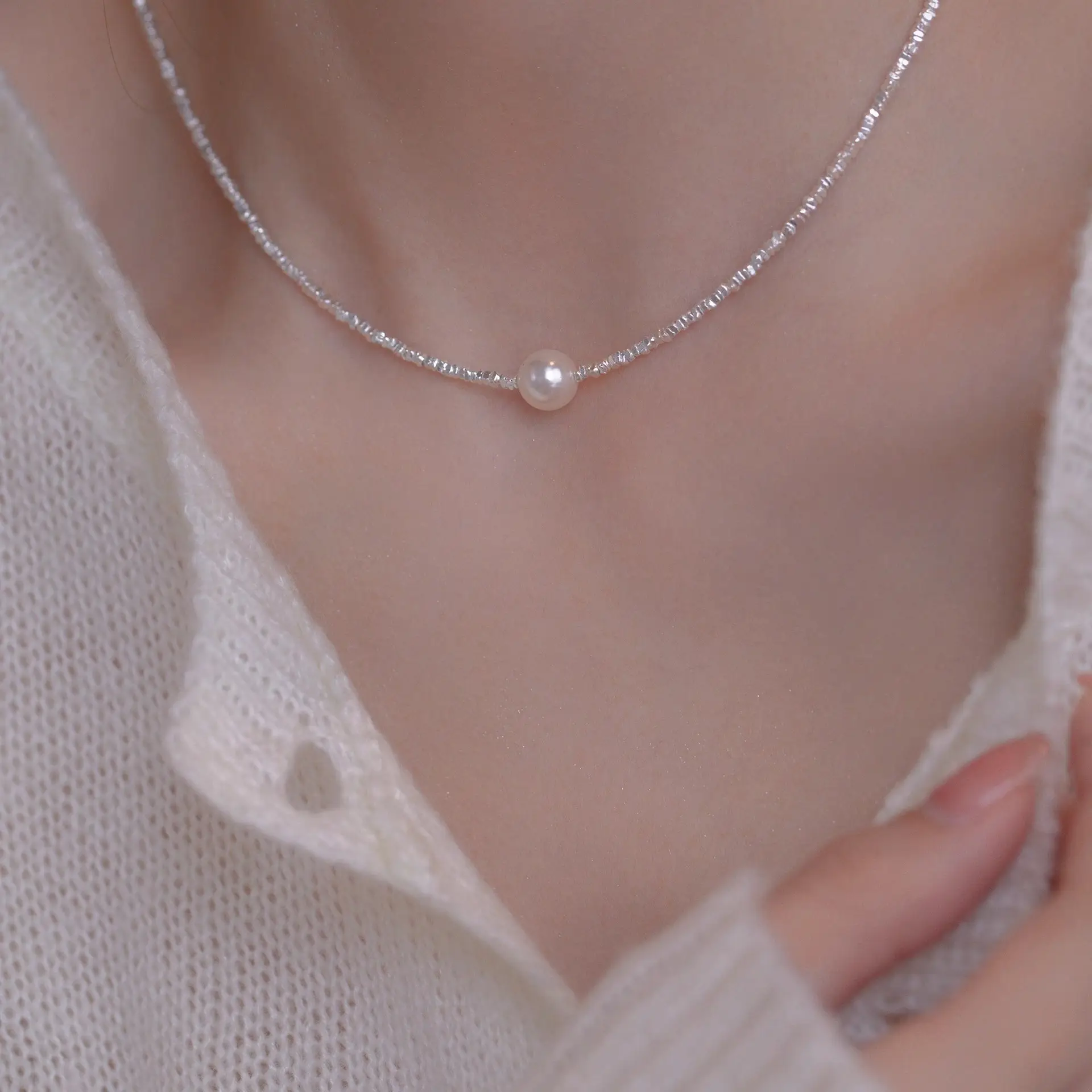 Silver Pearl Necklace for Women Light Luxury 2025 - Image 4