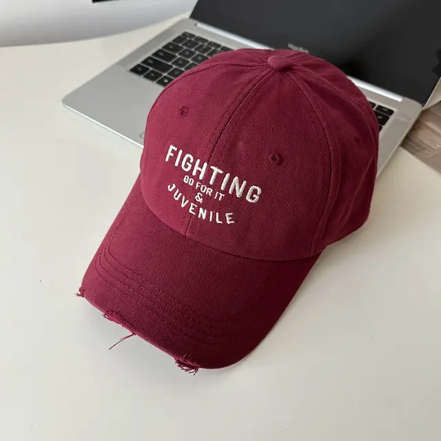 Women Black "FIGHTING" Cap with Embroidery - Image 2