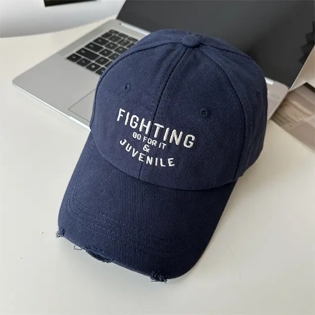 Women Black "FIGHTING" Cap with Embroidery - Image 4