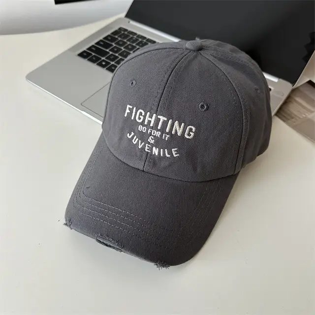 Women Black "FIGHTING" Cap with Embroidery - Image 5
