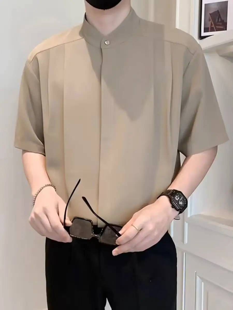 Men's Black Chinese Style Short Sleeve Shirt - Image 8