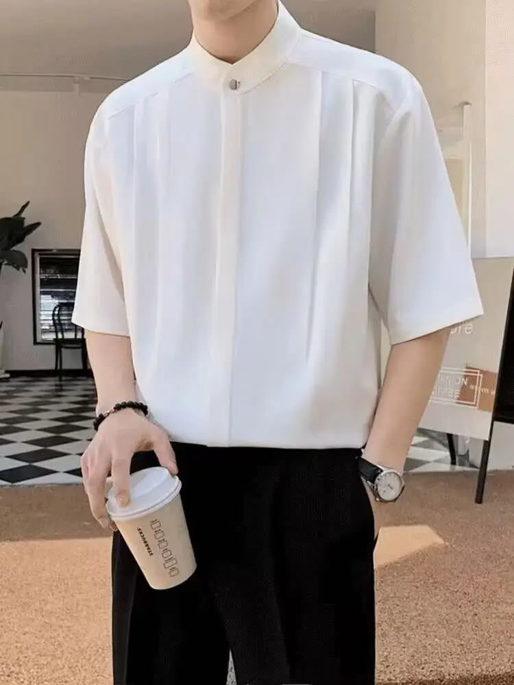 Men's Black Chinese Style Short Sleeve Shirt - Image 2