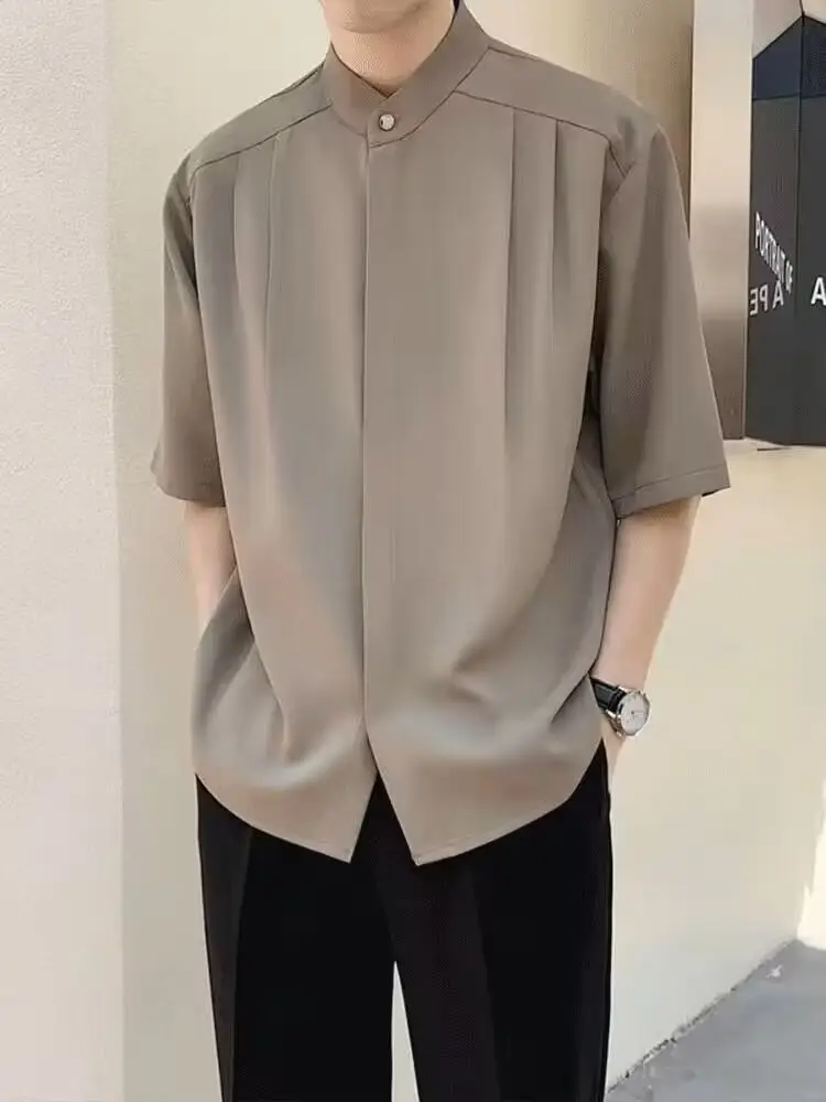 Men's Black Chinese Style Short Sleeve Shirt - Image 3