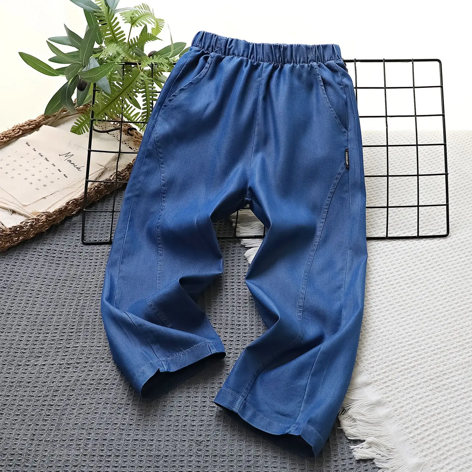 2024 Summer Tencel Pants Blue Flat Cut Cooling - Image 4