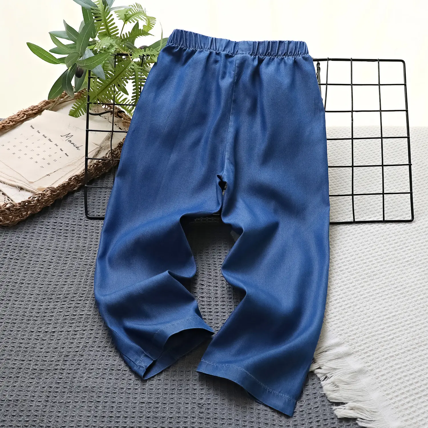 2024 Summer Tencel Pants Blue Flat Cut Cooling - Image 6