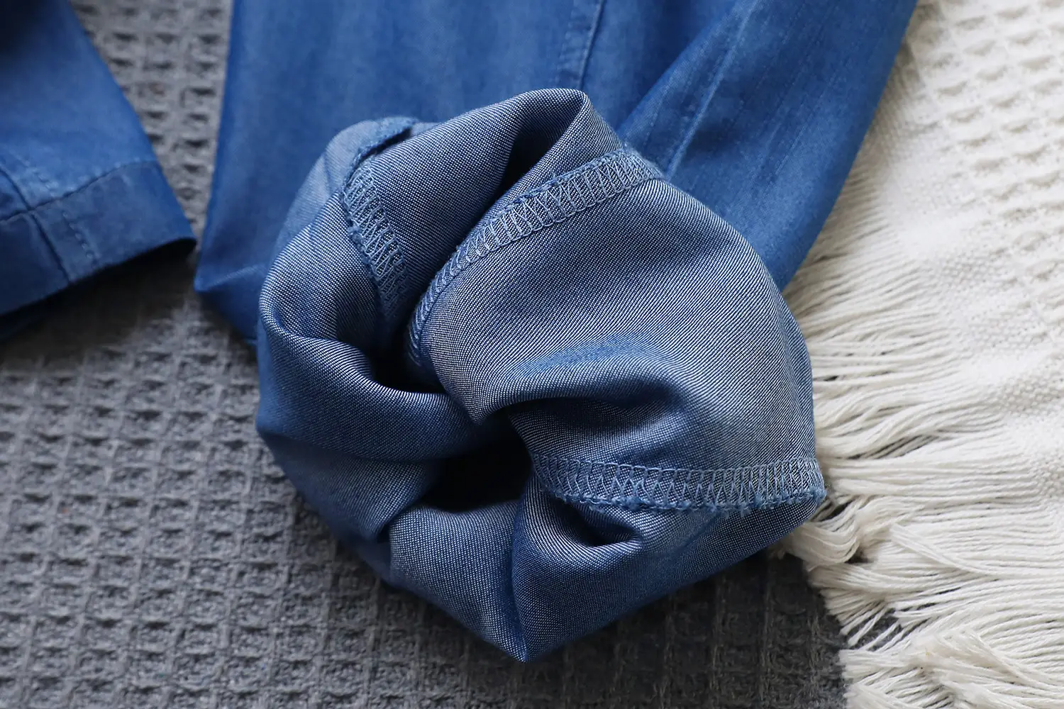 2024 Summer Tencel Pants Blue Flat Cut Cooling — feature 9