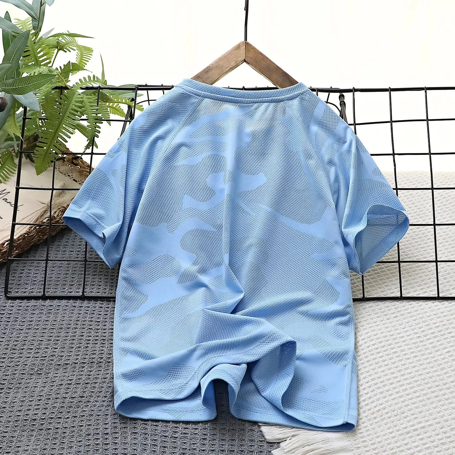 Children's Blue Mesh T-Shirt Quick Dry — feature 11