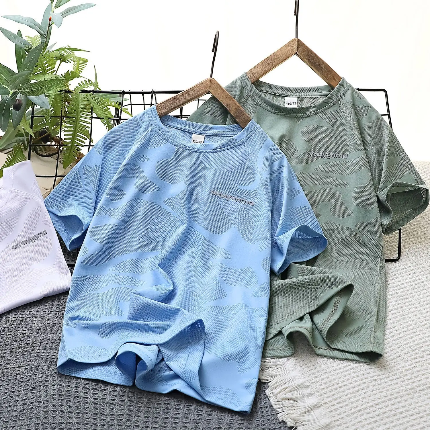 Children's Blue Mesh T-Shirt Quick Dry — feature 2