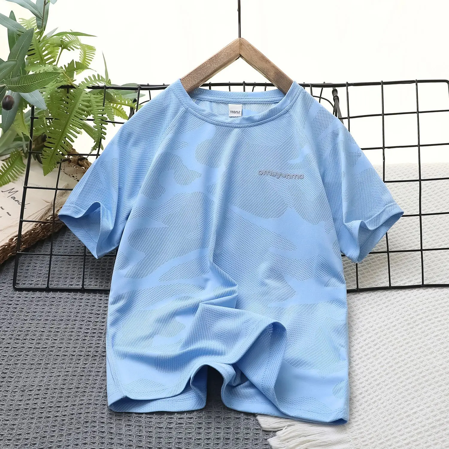 Children's Blue Mesh T-Shirt Quick Dry - Image 3