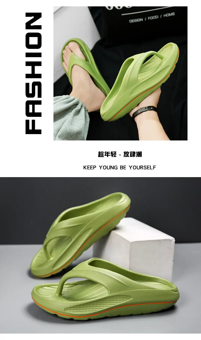 Men's 2024 EVA Beach Flip Flops with Green Sole — feature 10